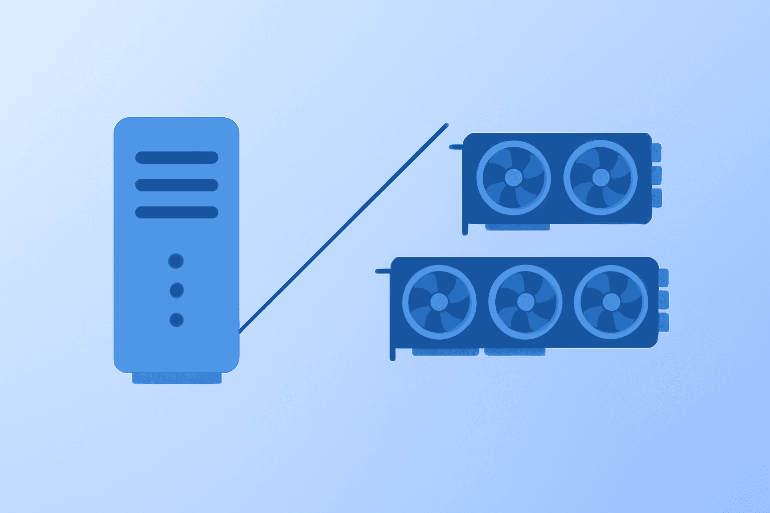 Flat filled vector of a centered server rack merging into a GPU array to symbolize Oracle Q3 earnings showing cloud AI demand.