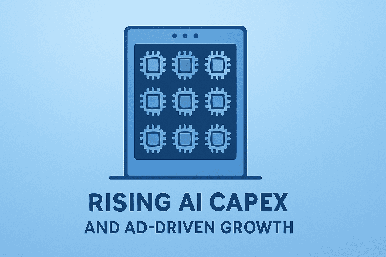 Flat vector of a server rack with circuitry to represent Meta Q4 2025 earnings focus on ad growth and rising AI capex.