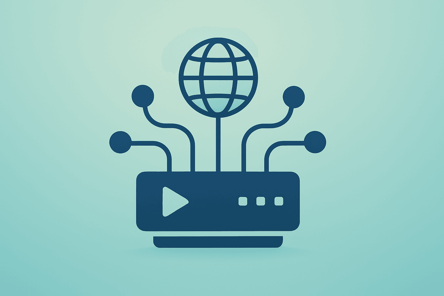 Flat vector streaming server with global production nodes symbolizing Netflix Deutsche Bank upgrade and valuation shift.