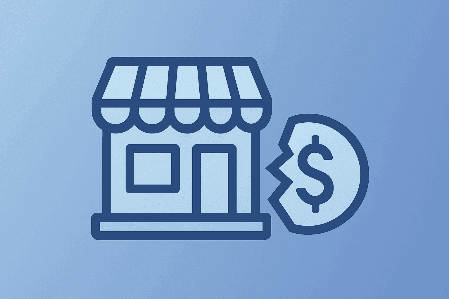 Flat vector of an online storefront and broken investor token showing Shopify Q1 2026 earnings revenue beat and writedowns.