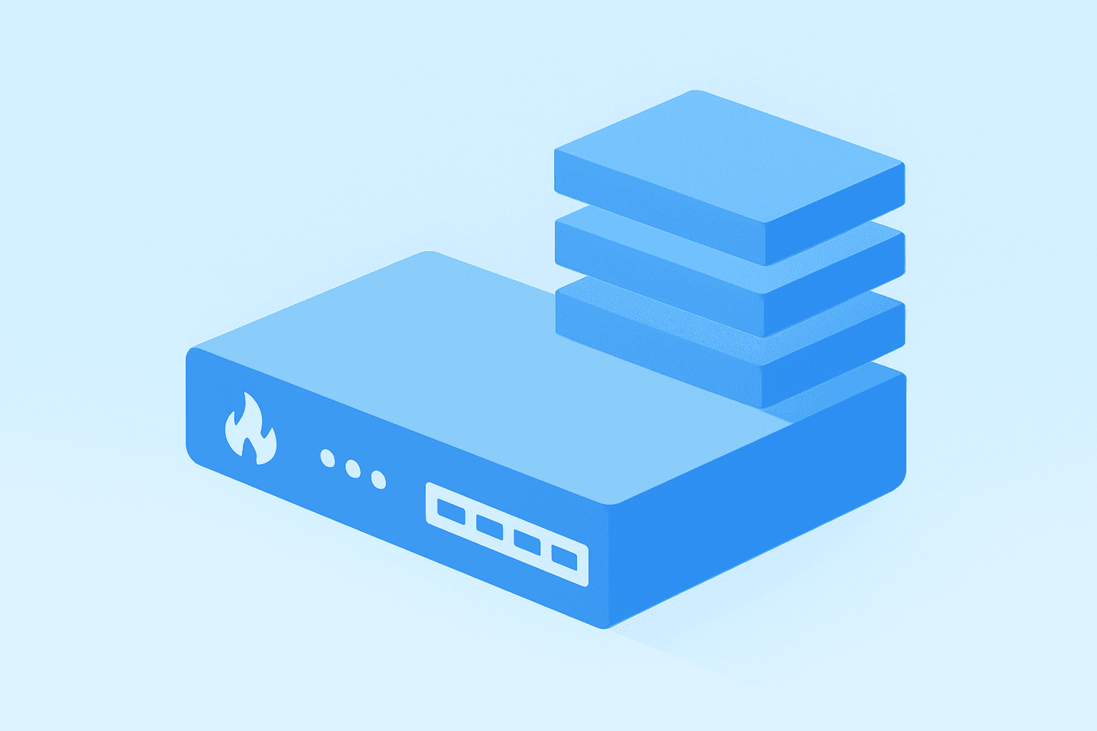 Flat vector network firewall with expanding module stack symbolizing Palo Alto Networks earnings and raised ARR guidance.