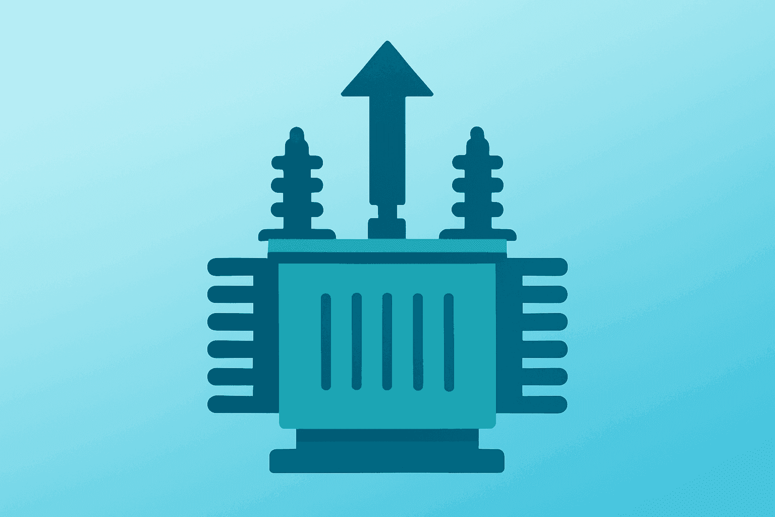 Flat-vector utility turbine merging with a grid module to symbolize the Emera Canadian Utilities merger.