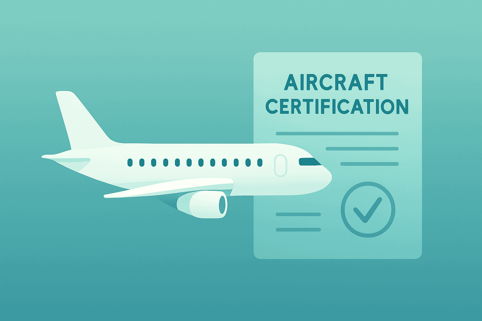 Flat vector of a single-aisle fuselage beside a stamped certificate symbolizing FAA Certifies Boeing 737 MAX 7.