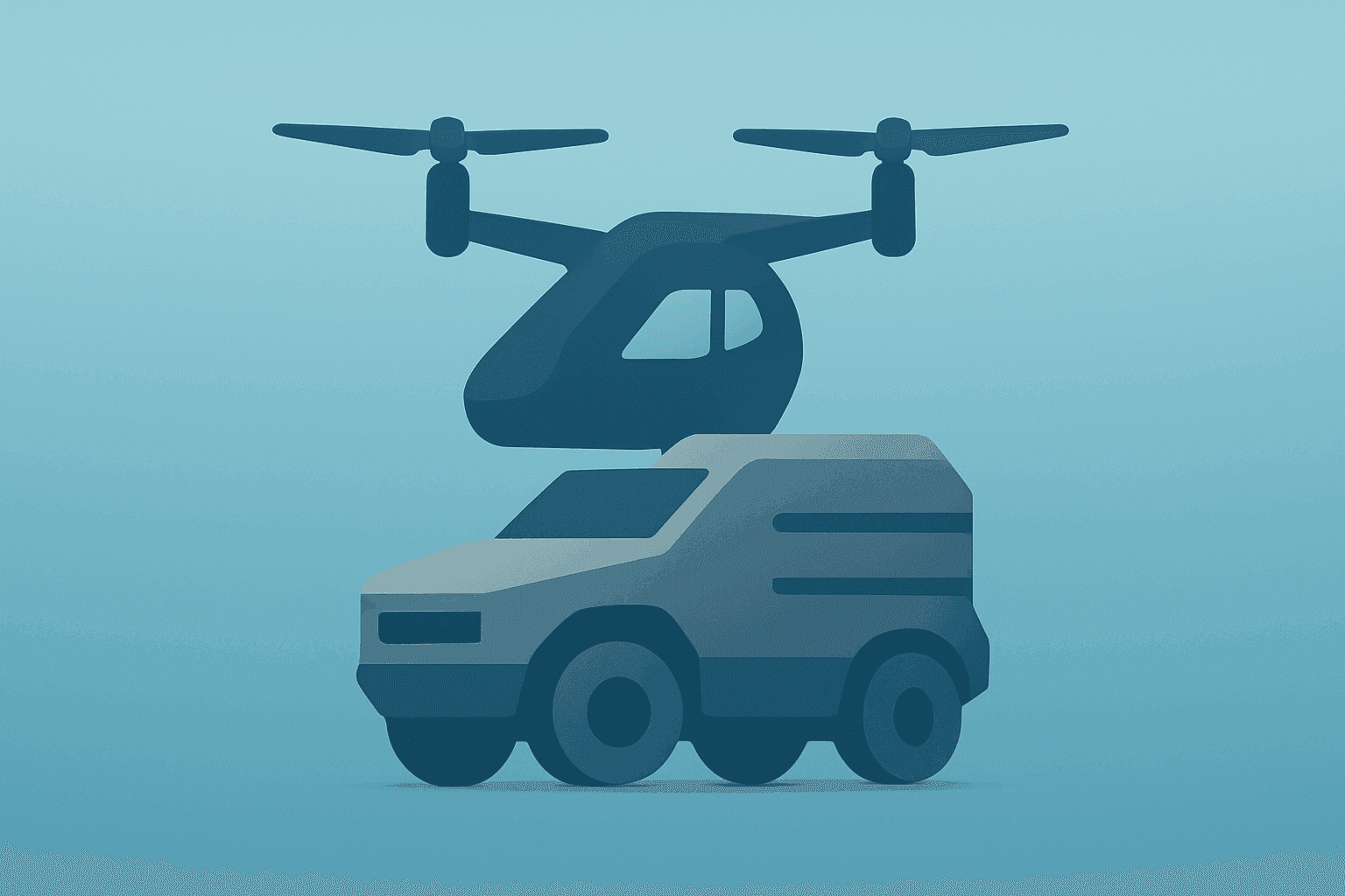 Flat vector of an eVTOL nacelle beside a clasped module symbolizing Joby Aviation acquisition and financing strain.