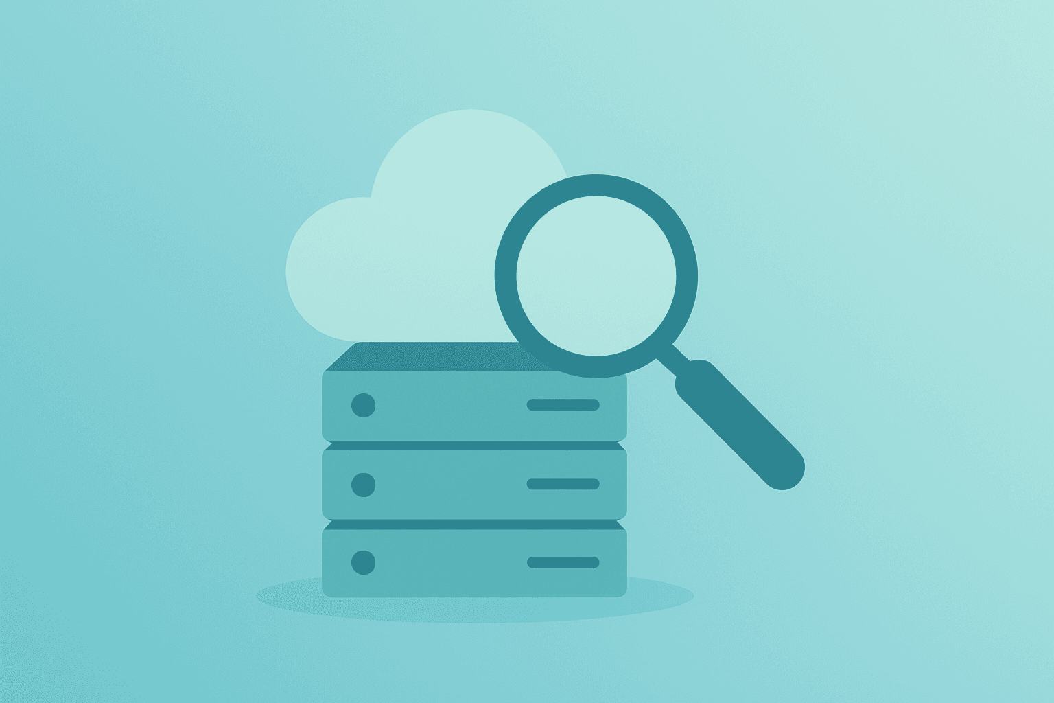 Flat vector cloud server under spotlight representing Big Tech AI spending scrutiny and ROI focus ahead of earnings.