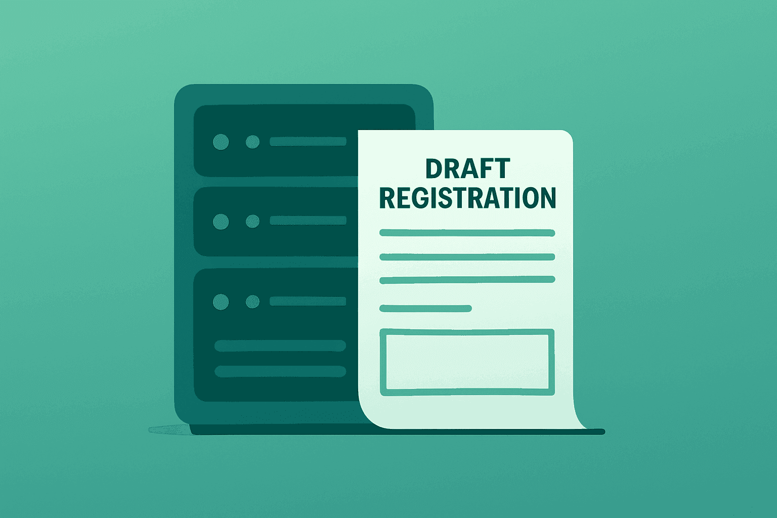 Server rack revealing a folded draft registration sheet on an emerald-pearl smooth gradient, symbolizing Anthropic IPO