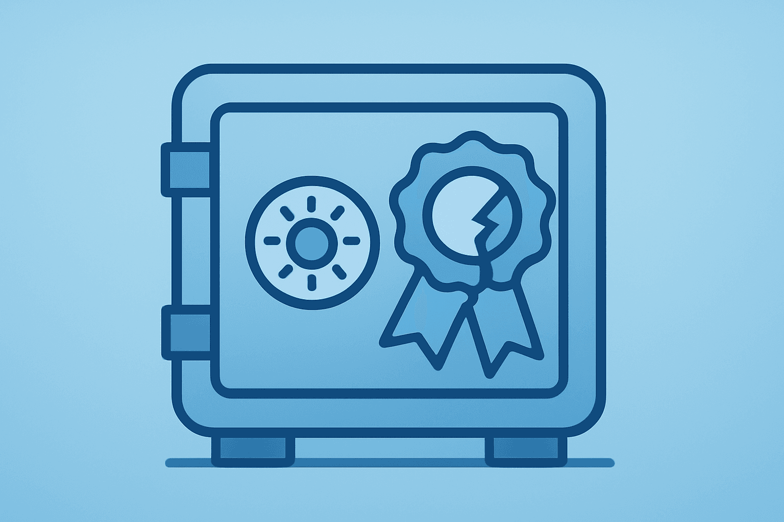 Flat vector of a secure data vault with a fractured seal representing Treasury cancels Booz Allen contracts.