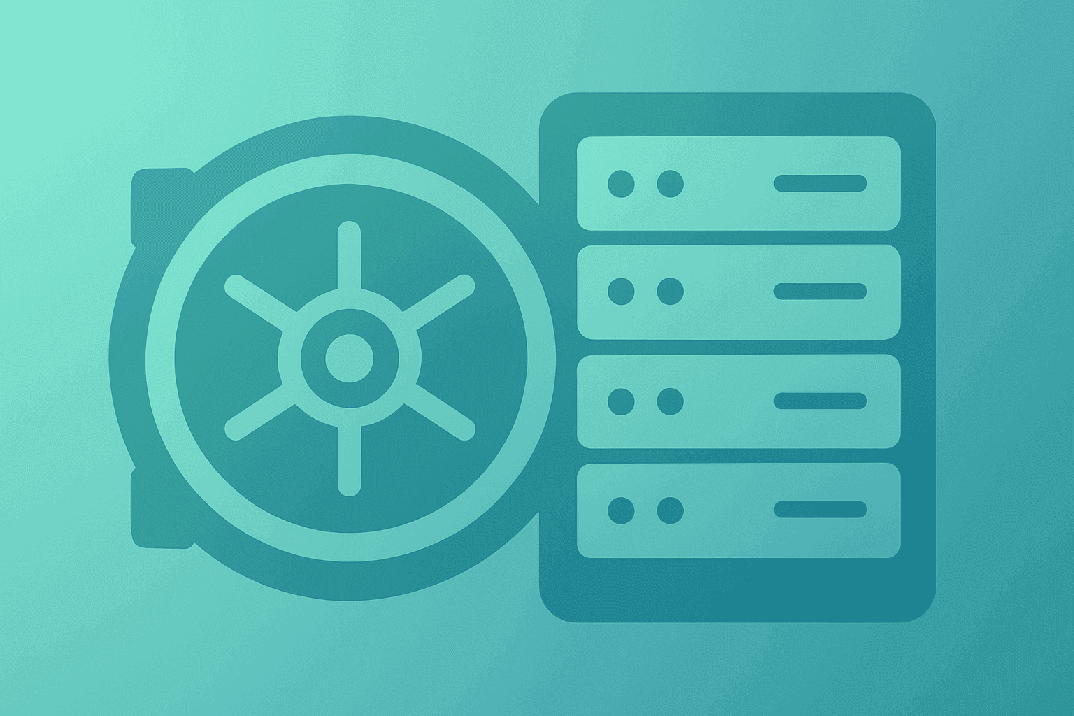 Flat vector of a bank vault merging with a digital server to illustrate the EverBank WaFd merger and multi-channel bank theme