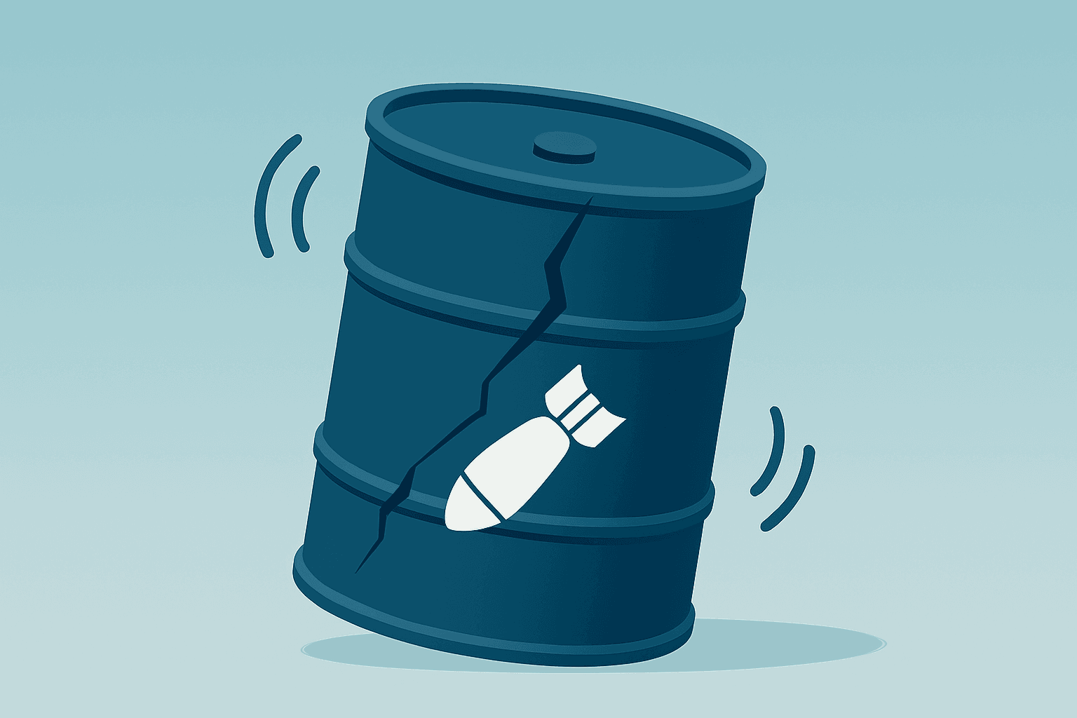 Flat filled vector of a munitions drum under strain symbolizing Lockheed Martin Q1 2026 earnings, cost pressure and cash