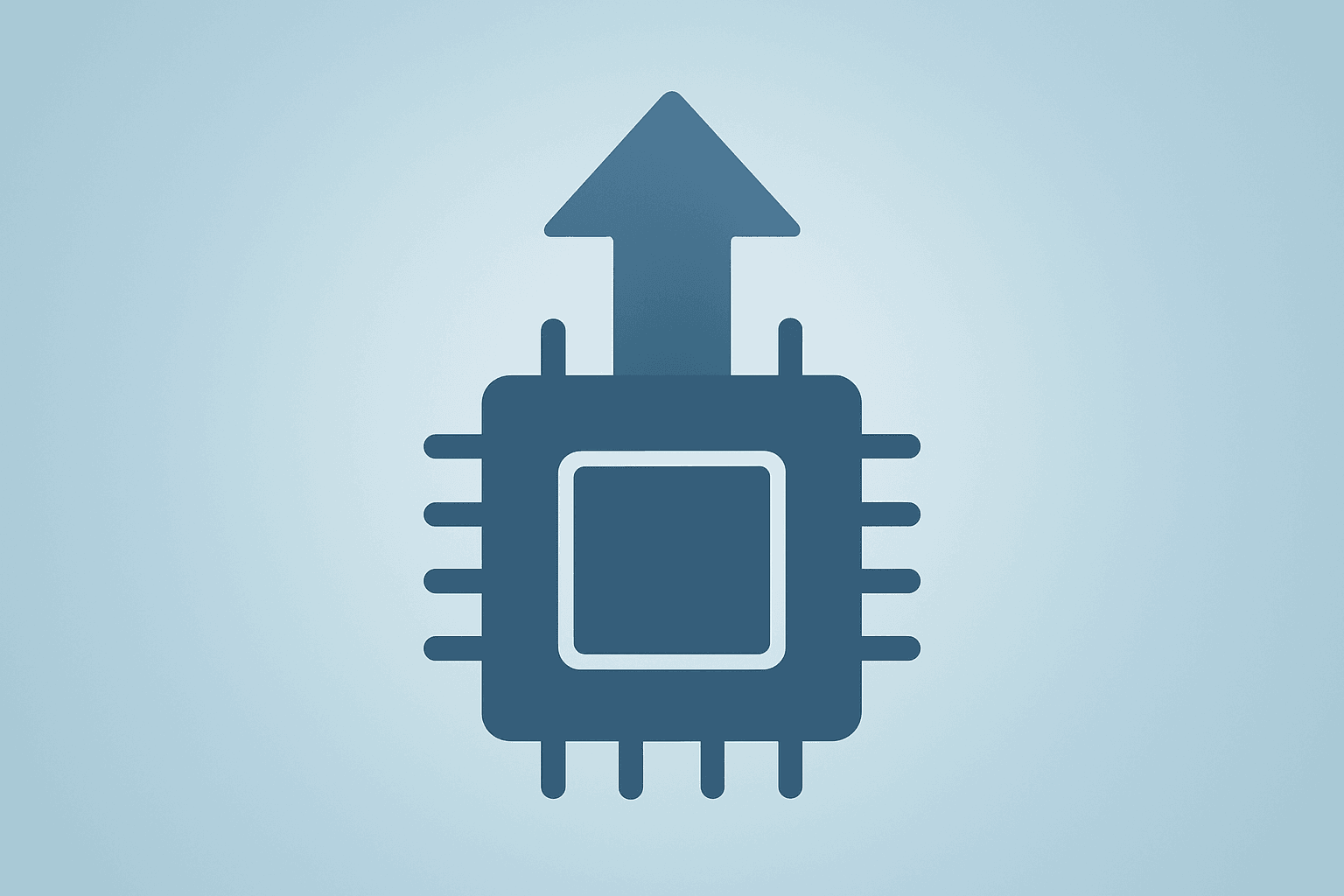Flat vector of a server chip expanding with stacked compute modules to symbolize AMD price targets lifting on AI demand.