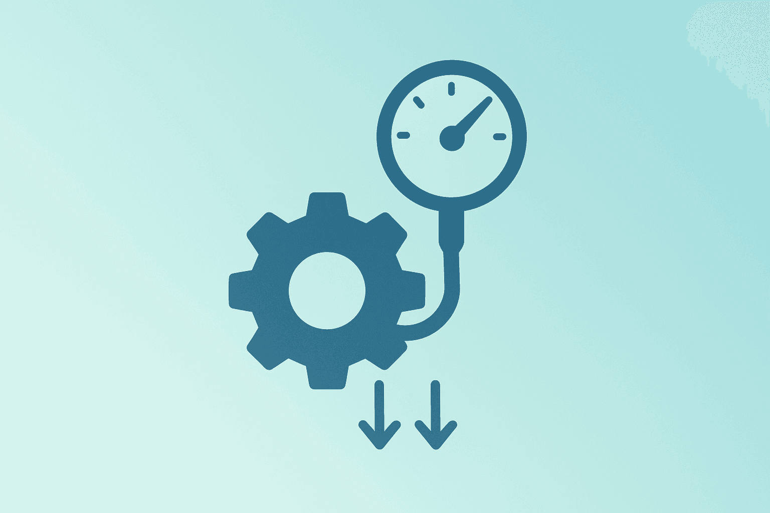 Flat vector of a server-style workflow engine dimming under pressure to illustrate ServiceNow stock downgrade and selloff.