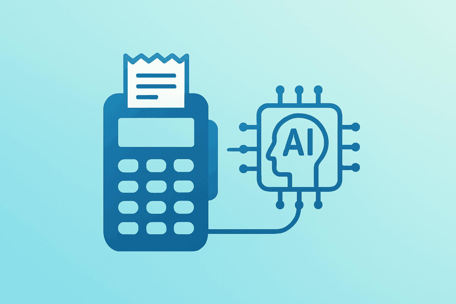 Flat vector payroll terminal powering an AI hiring engine to represent Paychex earnings, PEO growth and WISE Hire momentum.