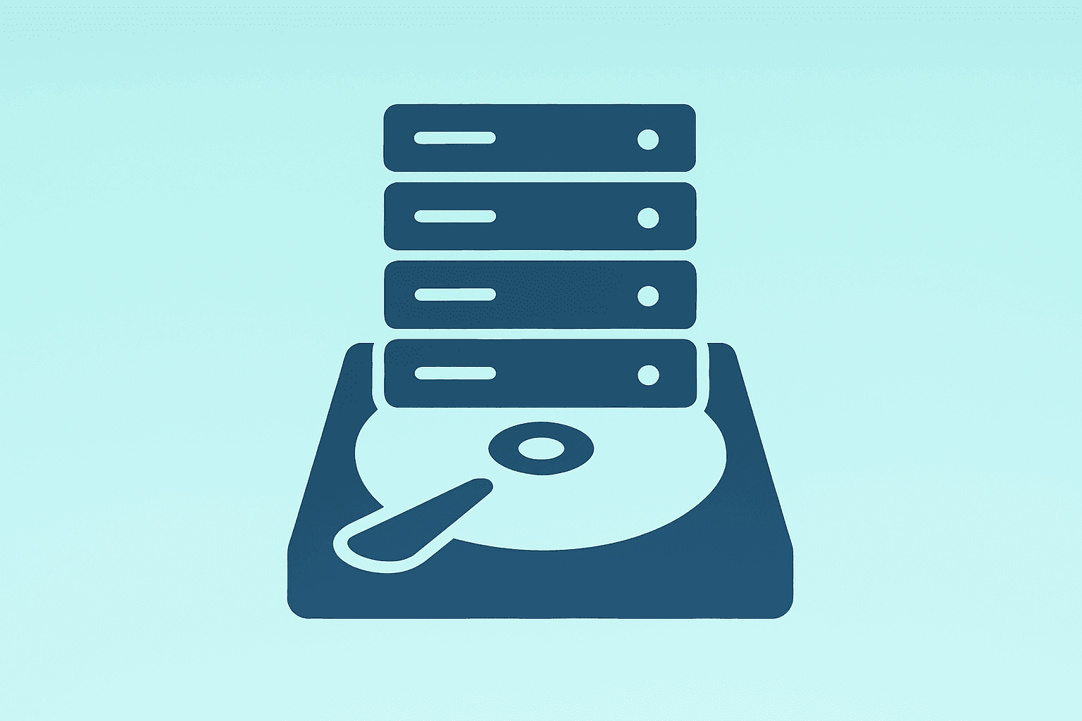 Flat vector server unit expanding with layered data pods to symbolize AI-driven storage demand and Seagate earnings focus.