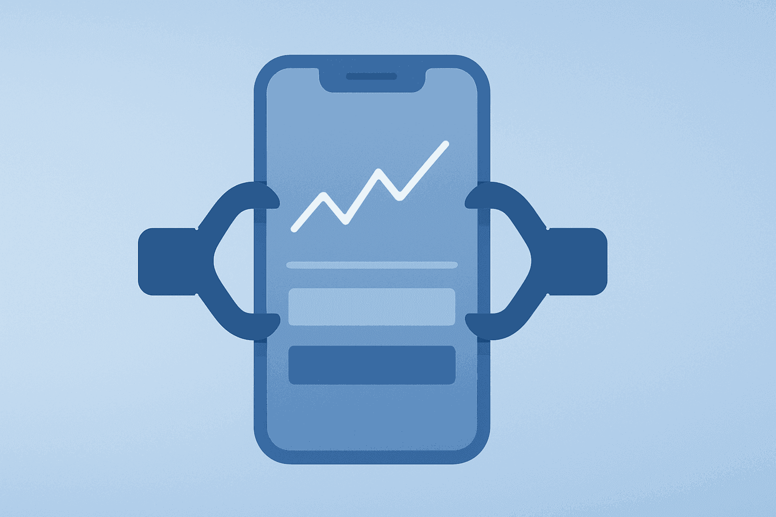 Flat filled vector of a fintech trading device under tightening strain illustrating Robinhood stock momentum.