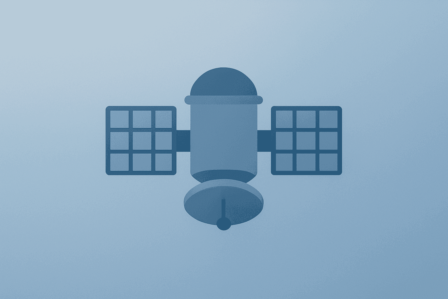 Flat vector satellite module dimming under a fractured shell reflecting SPCX stock post-IPO volatility and governance risk.