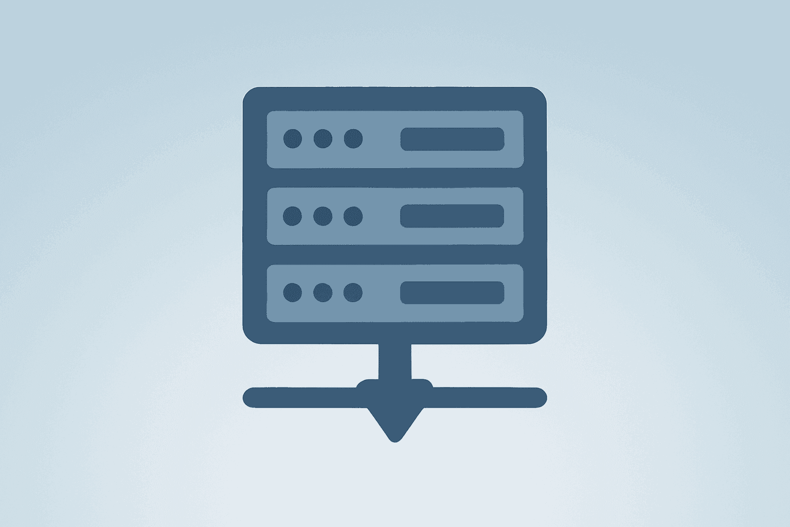 Flat filled vector of a server stack dimming to symbolize IBM stock drop and AI demand shift.