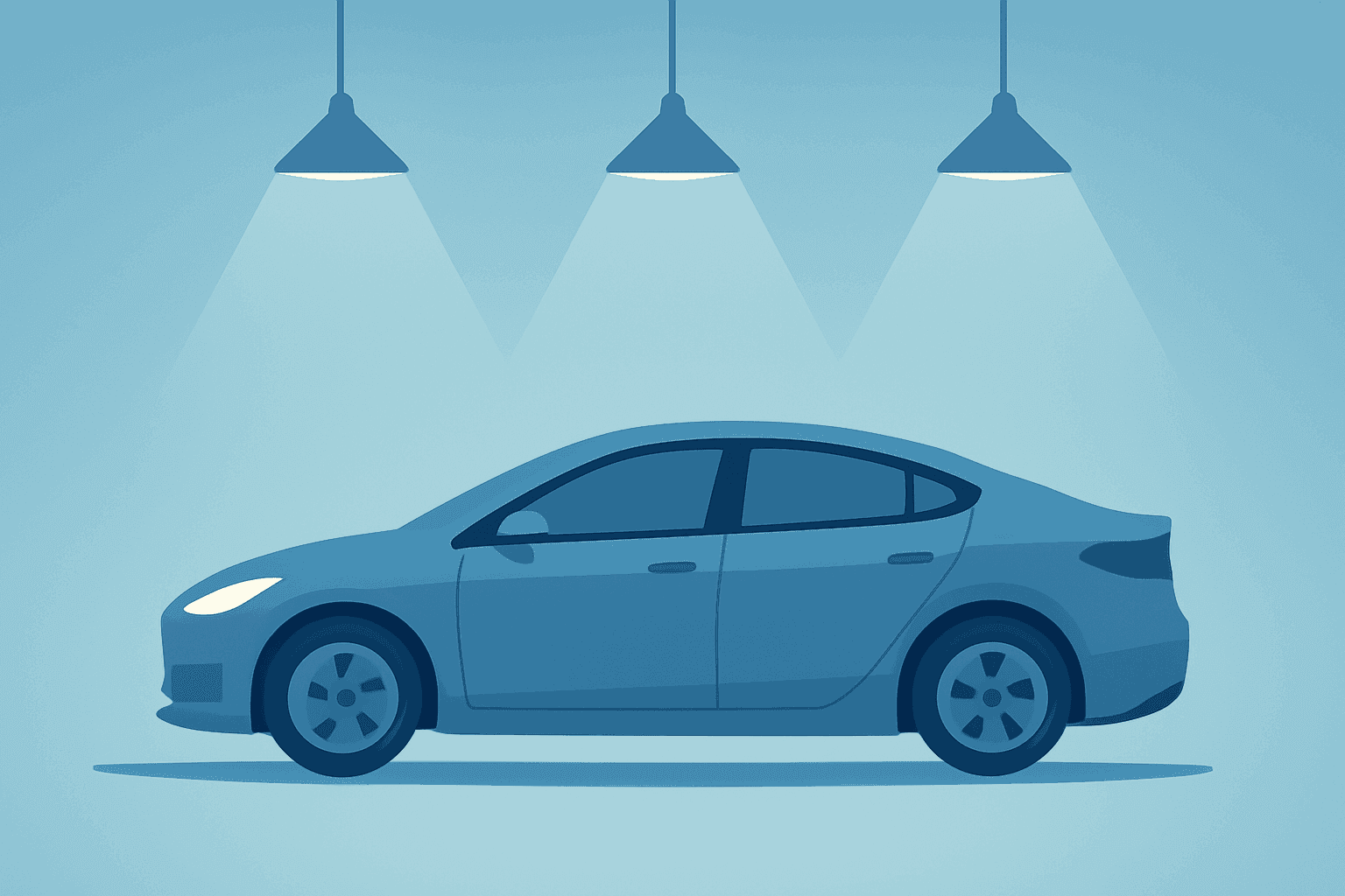 Flat vector car silhouette under dimming light symbolizing Tesla Q1 2026 earnings margins and inventory risk.