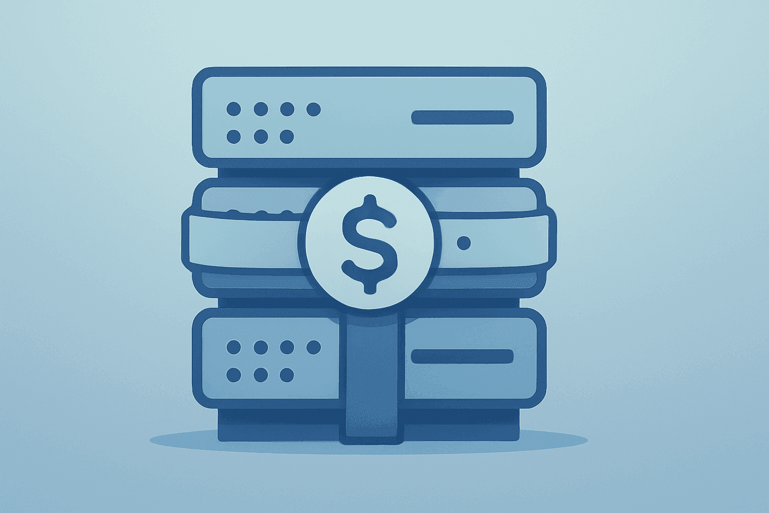 Flat filled vector of a server cluster under funding strain symbolizing capex pressure for Meta Q2 2026 earnings.