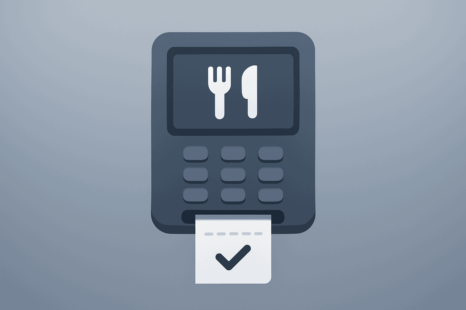 Flat vector of a restaurant reservation terminal merged with a payment token for American Express to buy TheFork.