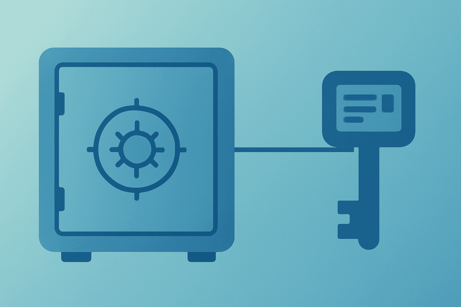 Flat filled vector of a vault merged with a digital wallet symbolizing SRXH EMJX acquisition and crypto treasury pivot.