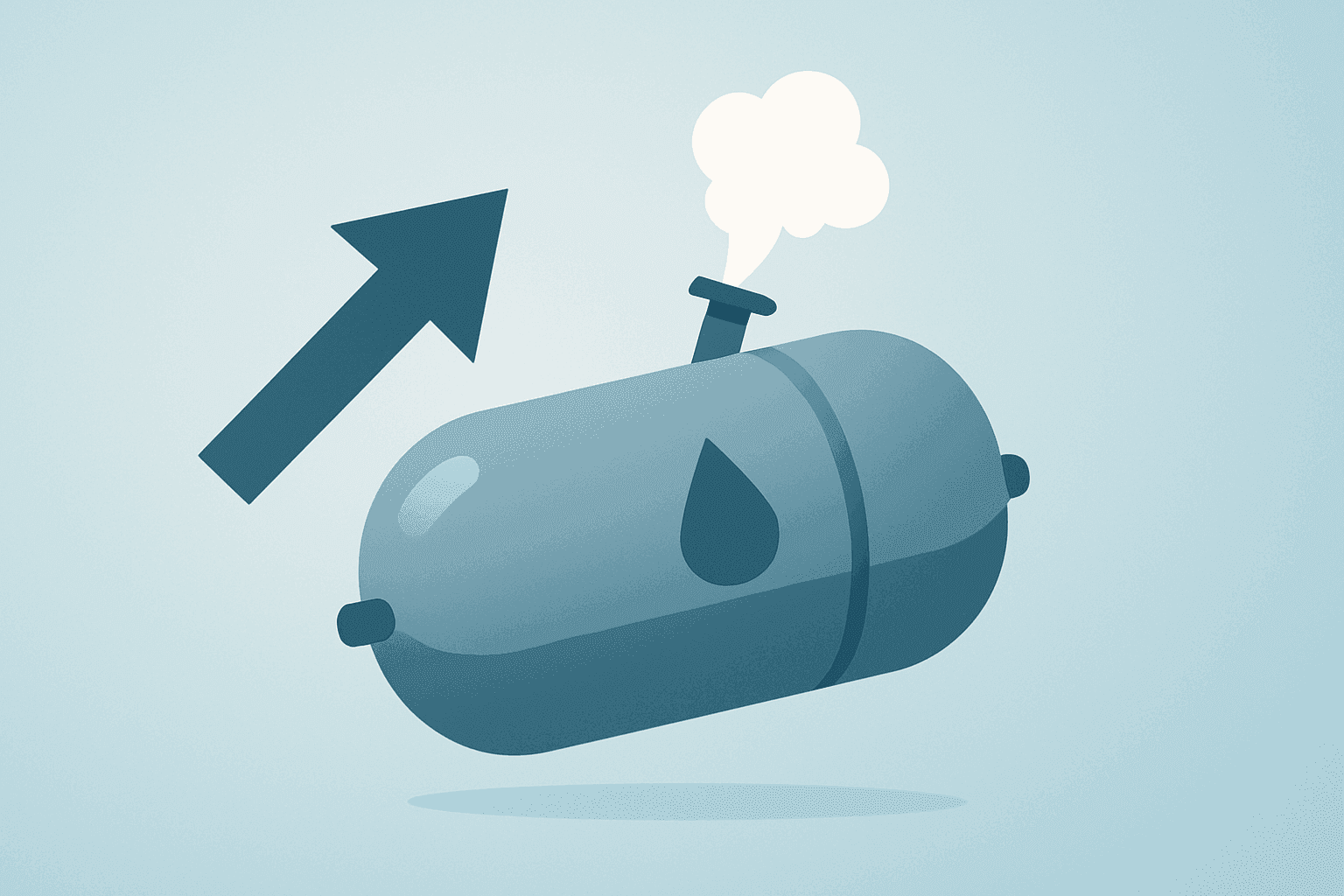 Flat vector aircraft fuselage and fuel pump motif illustrating United Airlines Q4 profit outlook pressured by jet fuel costs