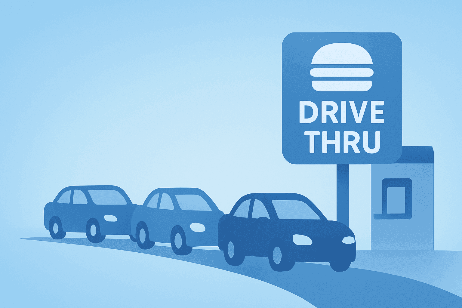 Flat filled vector of a fast-food counter with a dimming sign symbolizing McDonald's Q2 2026 earnings and U.S. sales weakness