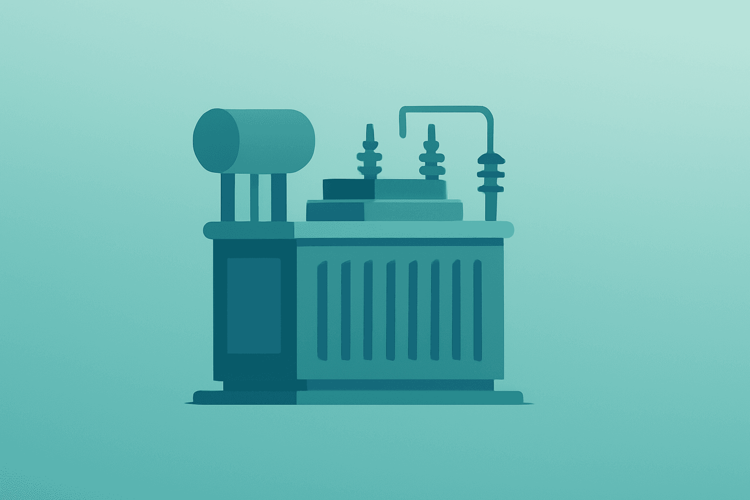 Centered flat-vector of a utility turbine merging into an expanding project module illustrating Argan Q4 results.