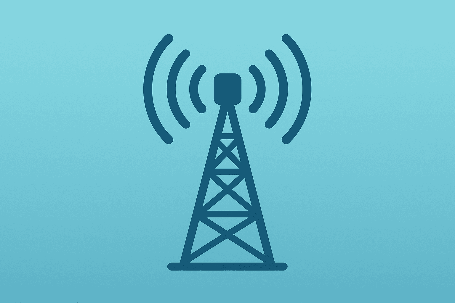 Flat filled vector of a telecom tower expanding outward to symbolize Verizon earnings, guidance and subscriber surge.