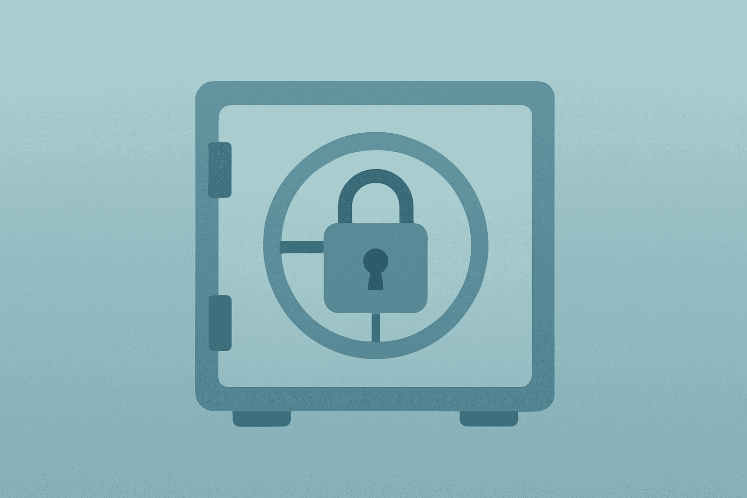 Flat filled vector of a stalled studio vault sealed by a court padlock, representing Paramount WBD Merger Paused under a TRO.