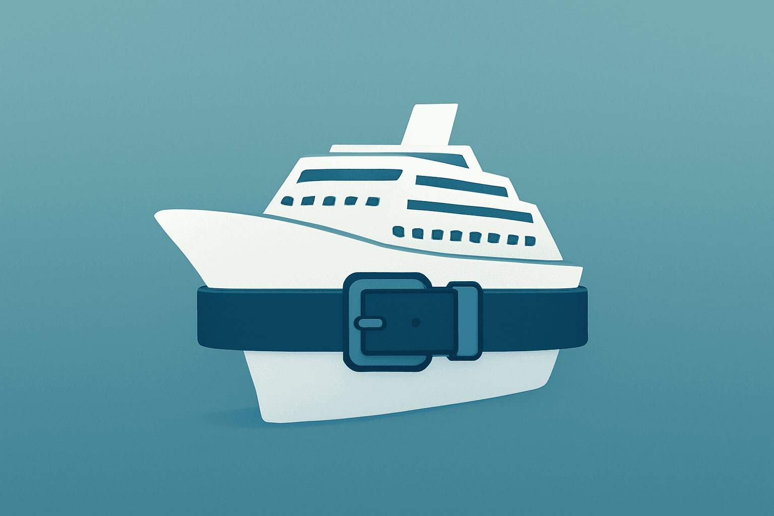 Flat vector of a cruise ship hull pressed by a subtle band representing Norwegian Cruise Line activist stake.