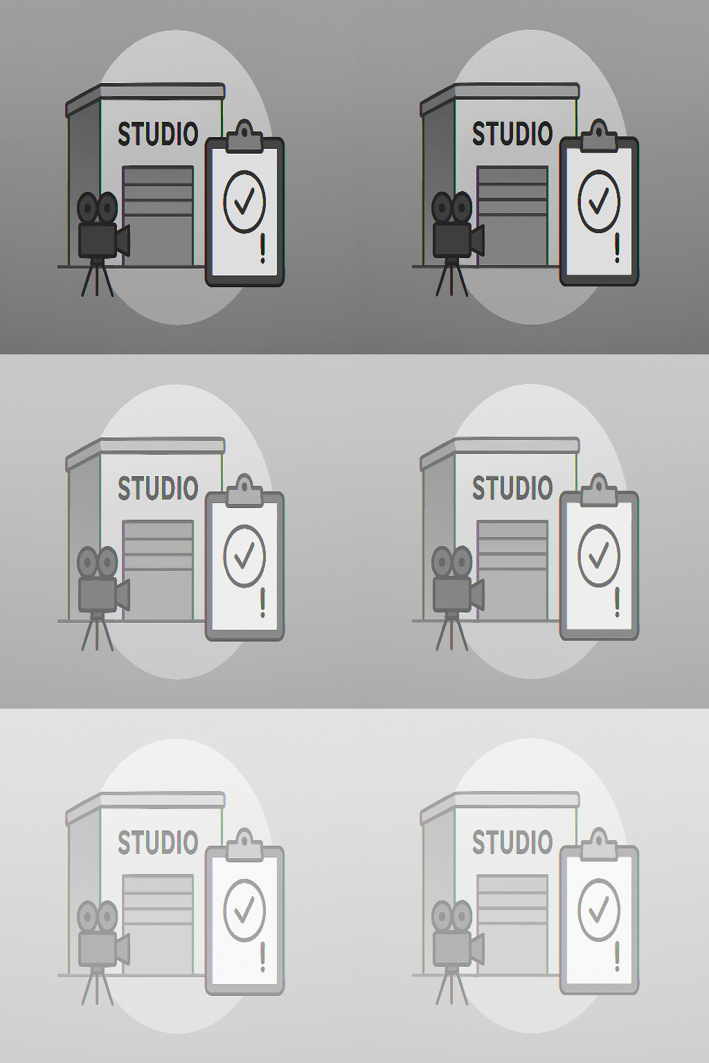 Flat vector studio soundstage under regulatory review showing Netflix Warner Bros acquisition; smooth slate-ice gradient.