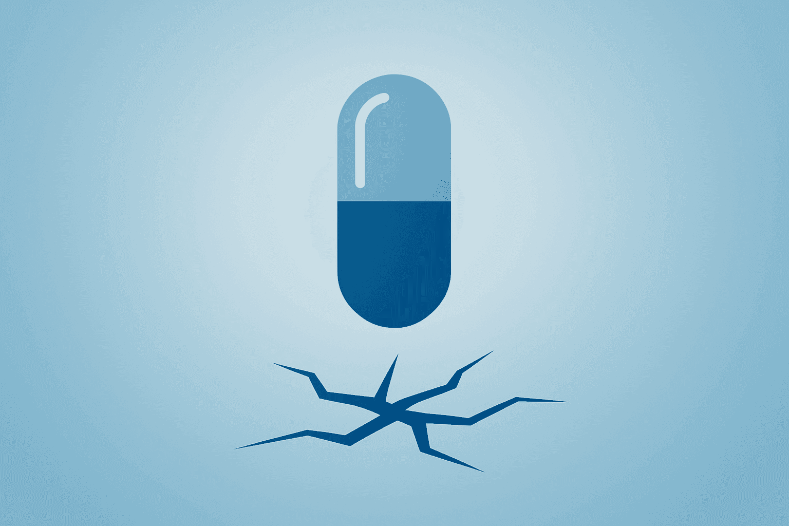 Flat filled vector of a pill hybrid rising on a smooth gradient to symbolize Novo Nordisk raises guidance and Wegovy.