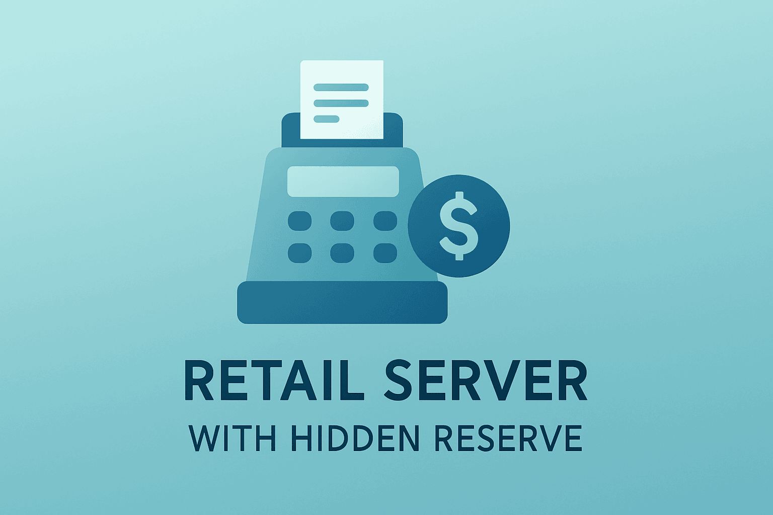 Flat vector cover of a retail server with a hidden reserve layer suggesting ad auction manipulation, FTC Sues Amazon.