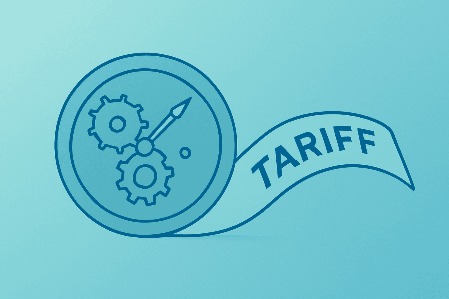 Flat vector of a watch movement easing a tariff band to symbolize the U.S.-Switzerland trade deal easing Swiss exporters.