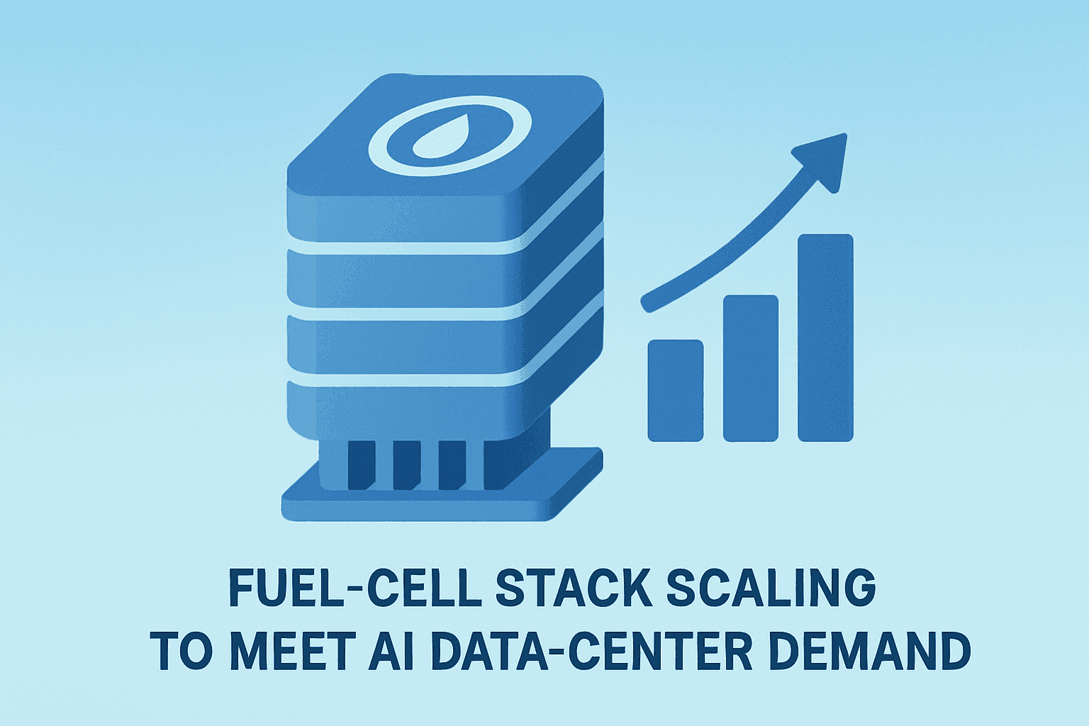 Server pod merging with a fuel cell to show AI data-center demand and Bloom Energy earnings guidance lift.
