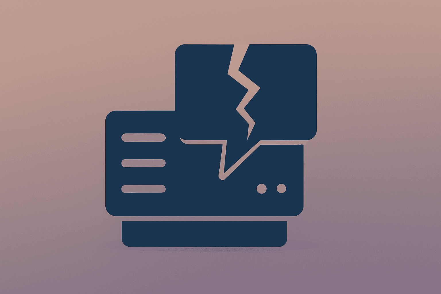 Flat vector server node with fractured request-handling layer symbolizing the Cloudflare outage and change management risk