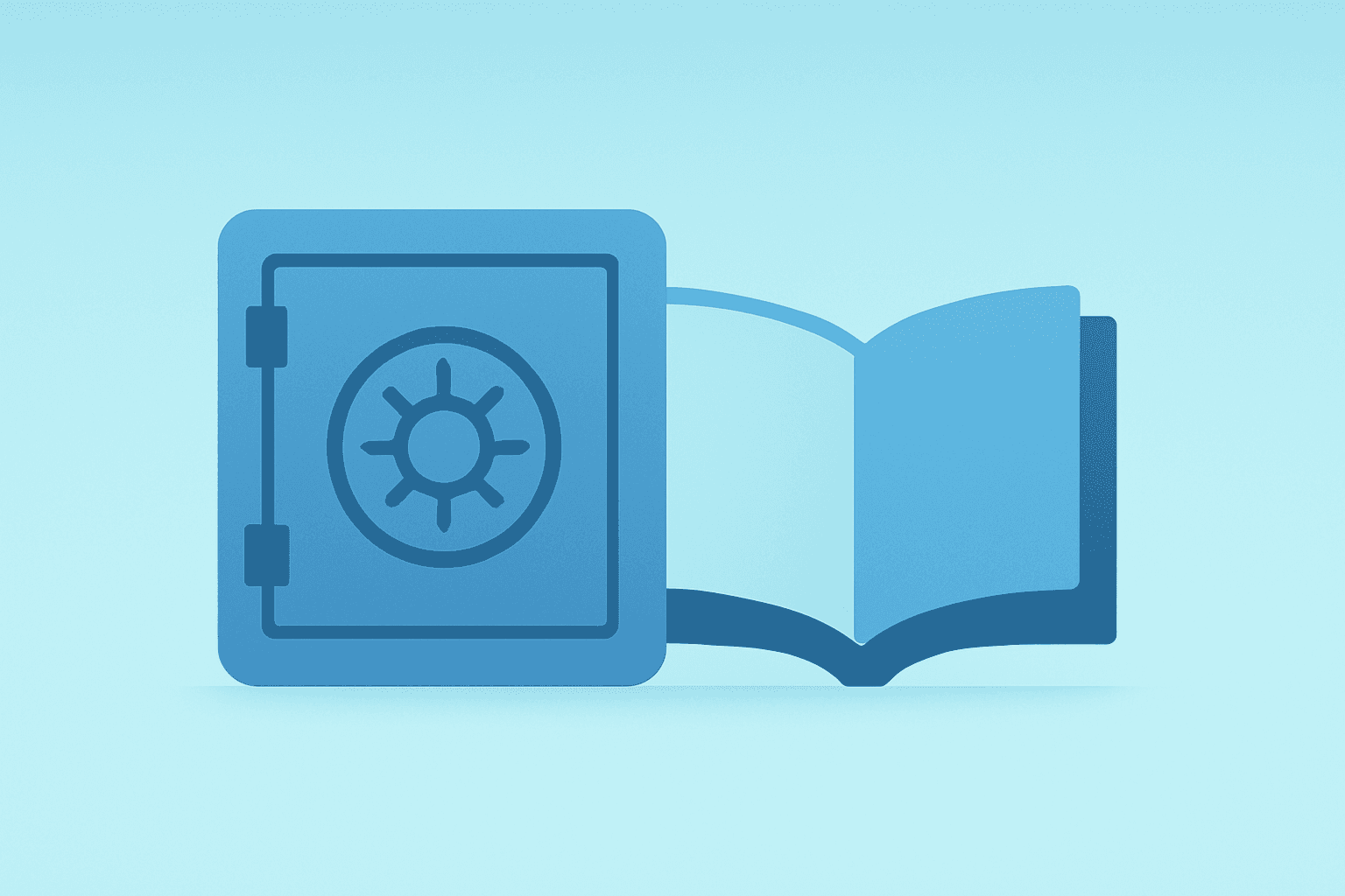 Flat filled vector of a studio vault merging with a proxy booklet on a smooth gradient, evoking Paramount extends hostile bid.