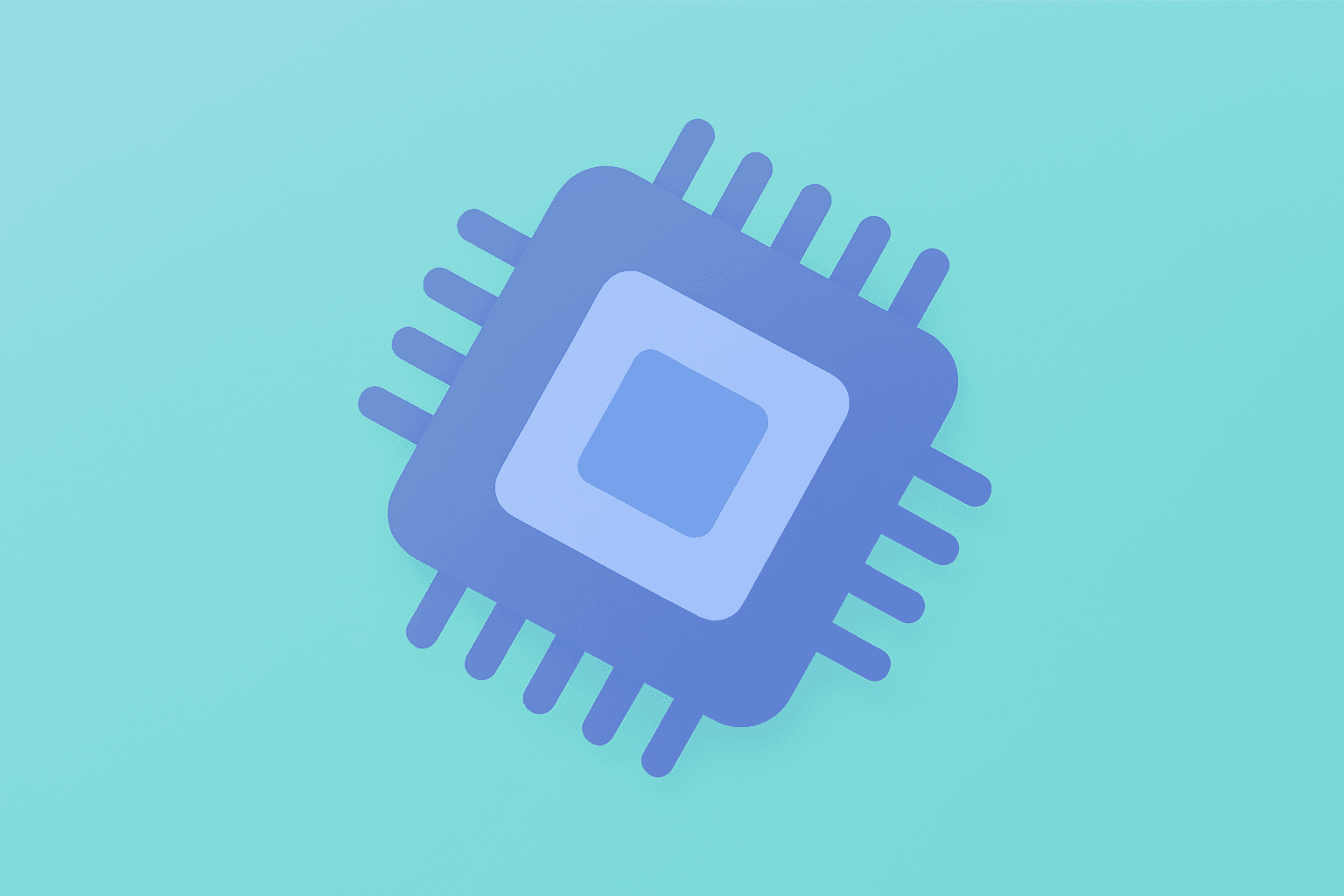 Flat filled vector of a semiconductor chip with a bright core and subtle shadow to symbolize Arm Holdings Q3 Results.