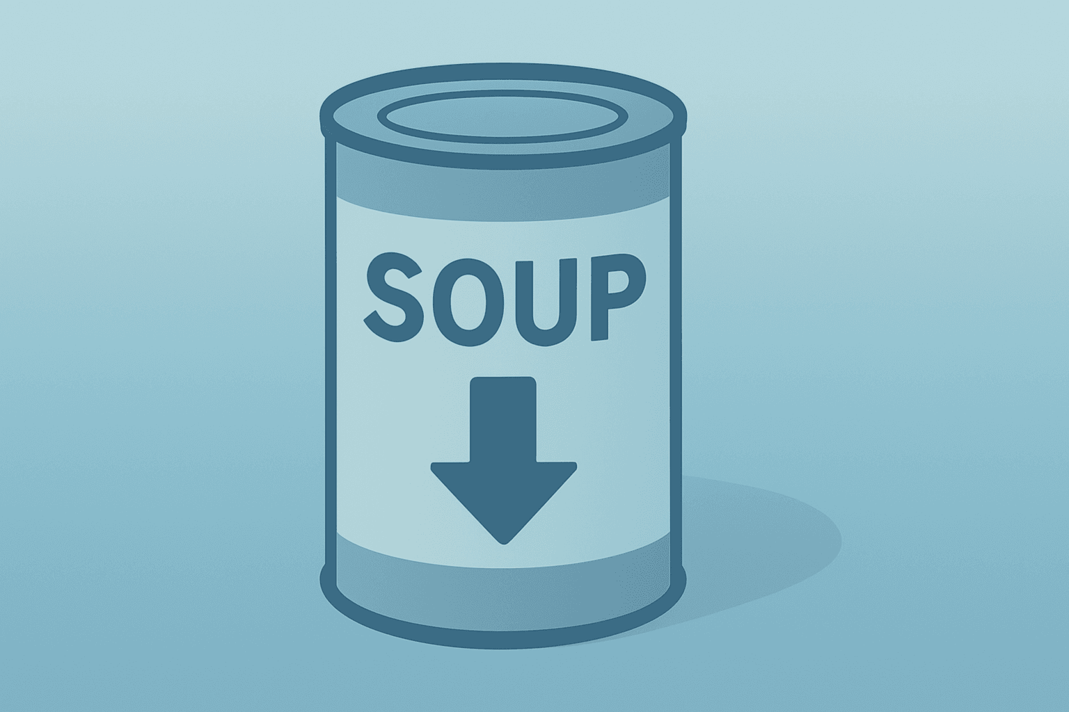 Flat filled vector of a soup can with dimming soft light representing Campbell's Q1 earnings sales beat and margin pressure.
