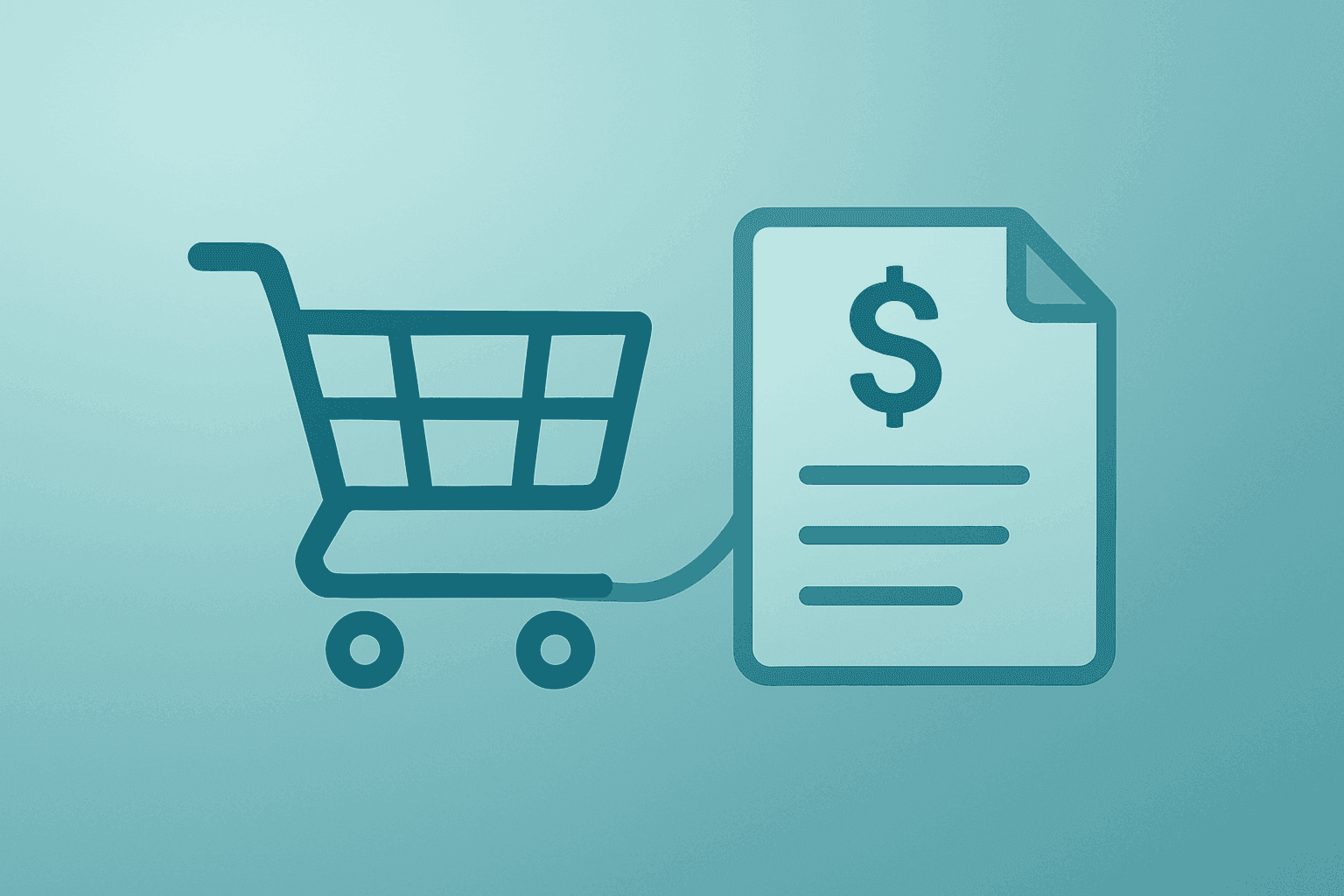 Flat-vector cover of a grocery cart merging with a ledger tile to symbolize Walmart earnings and tariff-refund exclusion.