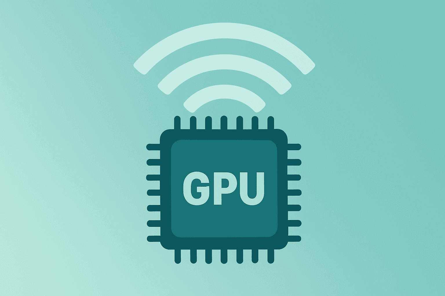 GPU chip with broadcast halo on a slate-ice gradient, symbolizing CoreWeave stock reaction to a CEO podcast rebuttal.