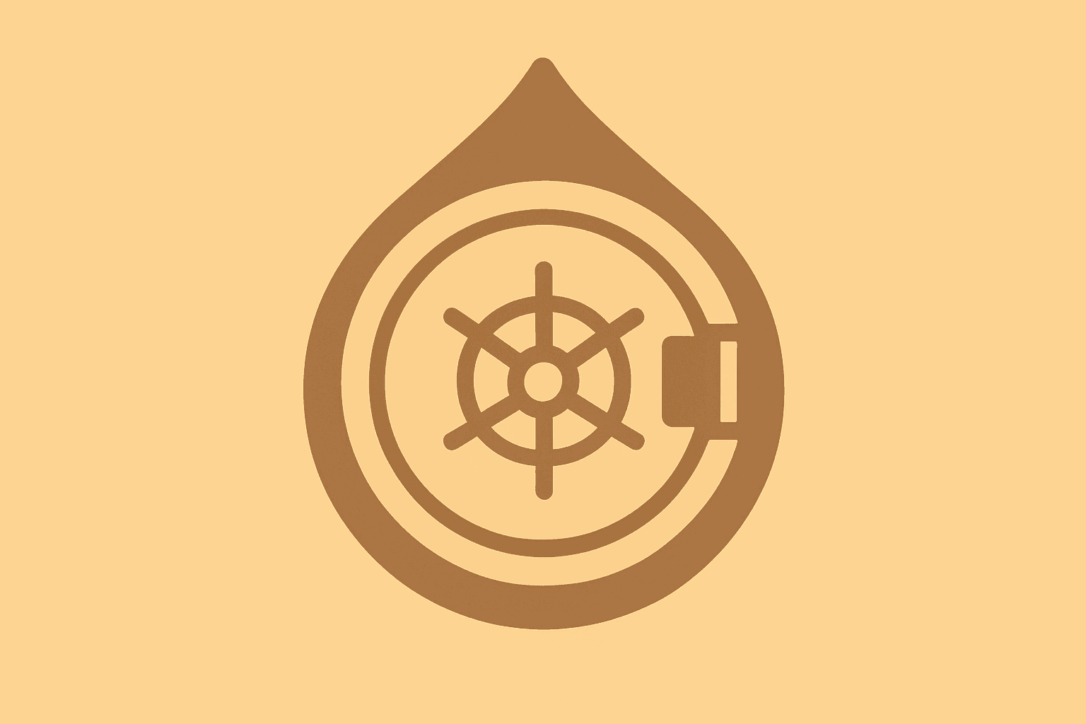 Flat filled vector of a bank vault wrapped by a stylized oil ring, symbolizing Dimon Warns Iran War and inflation risk.