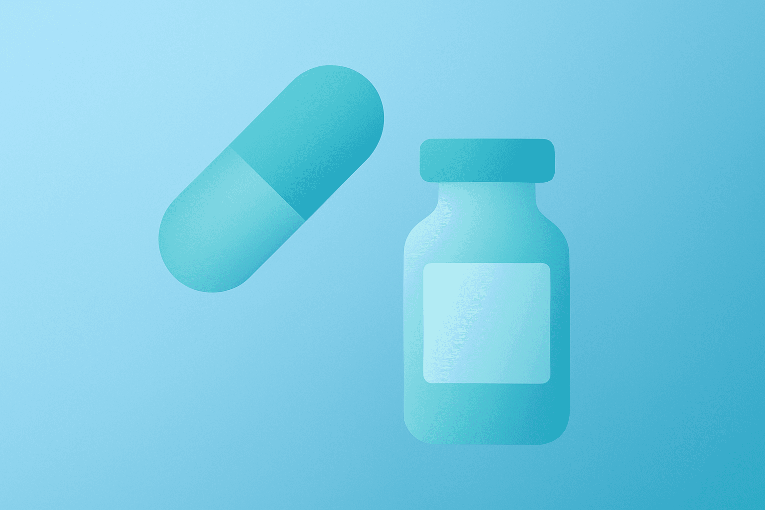 Flat vector pill and vial icon symbolizing Bayer asundexian trial results and the drug's clinical and market shift