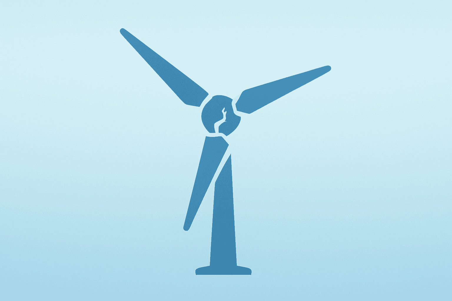 Flat vector of a power turbine with a fractured shell symbolizing Fermi AICA Termination and funding risk.