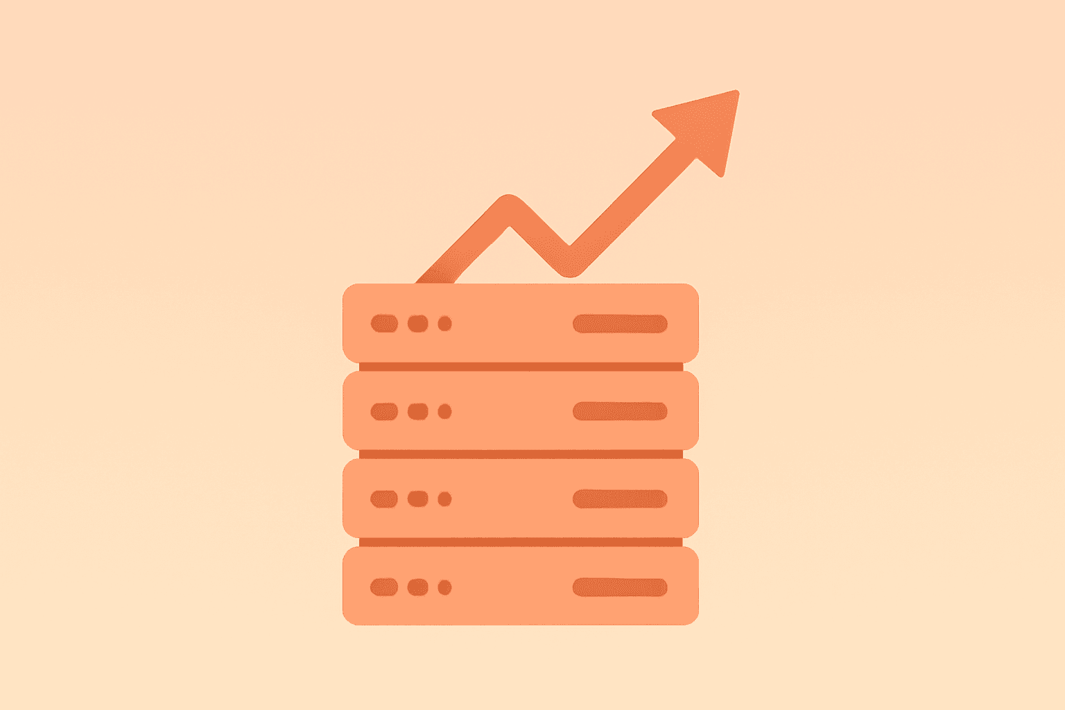 Flat vector server stack with layered platters symbolizing Seagate earnings driven by AI data-center demand and HAMR ramp