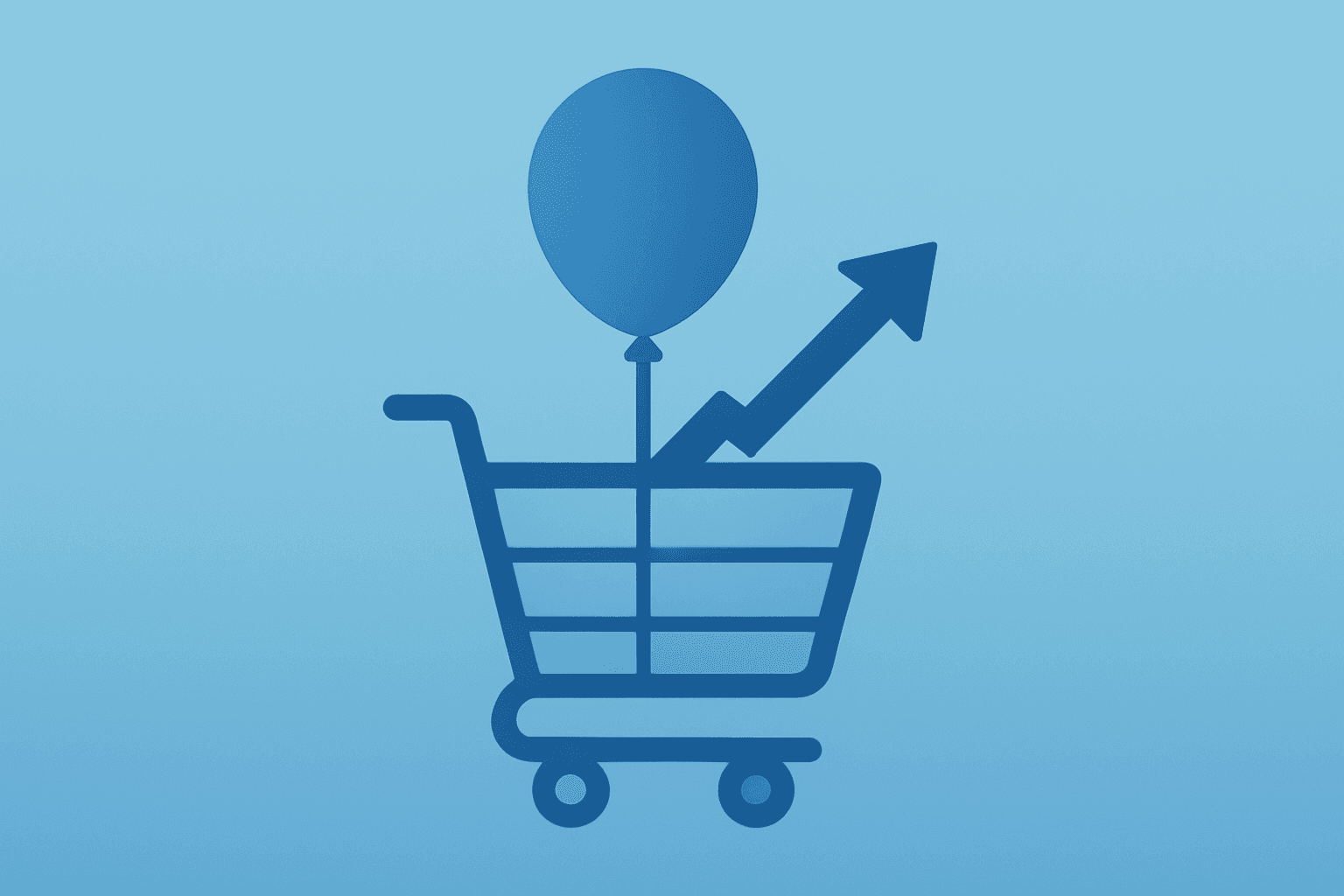 Flat vector shopping cart under steady pressure symbolizing November 2025 PCE inflation and a narrower Fed cut path.