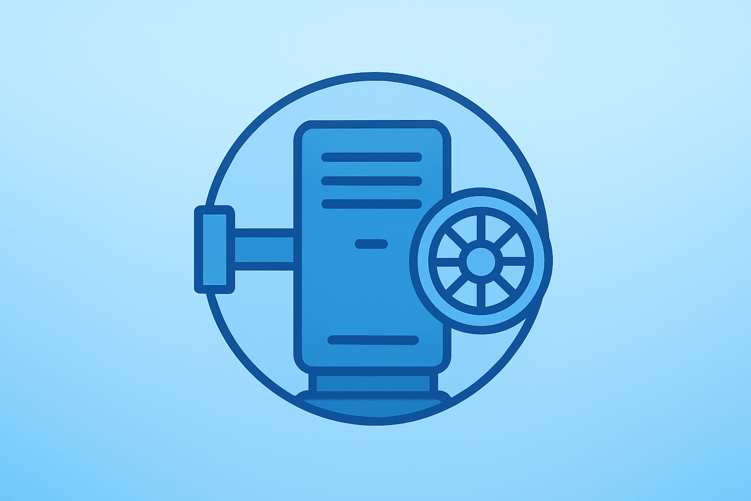 Flat vector server with secured vault motif illustrating TikTok U.S. sale and domestic cloud stewardship.