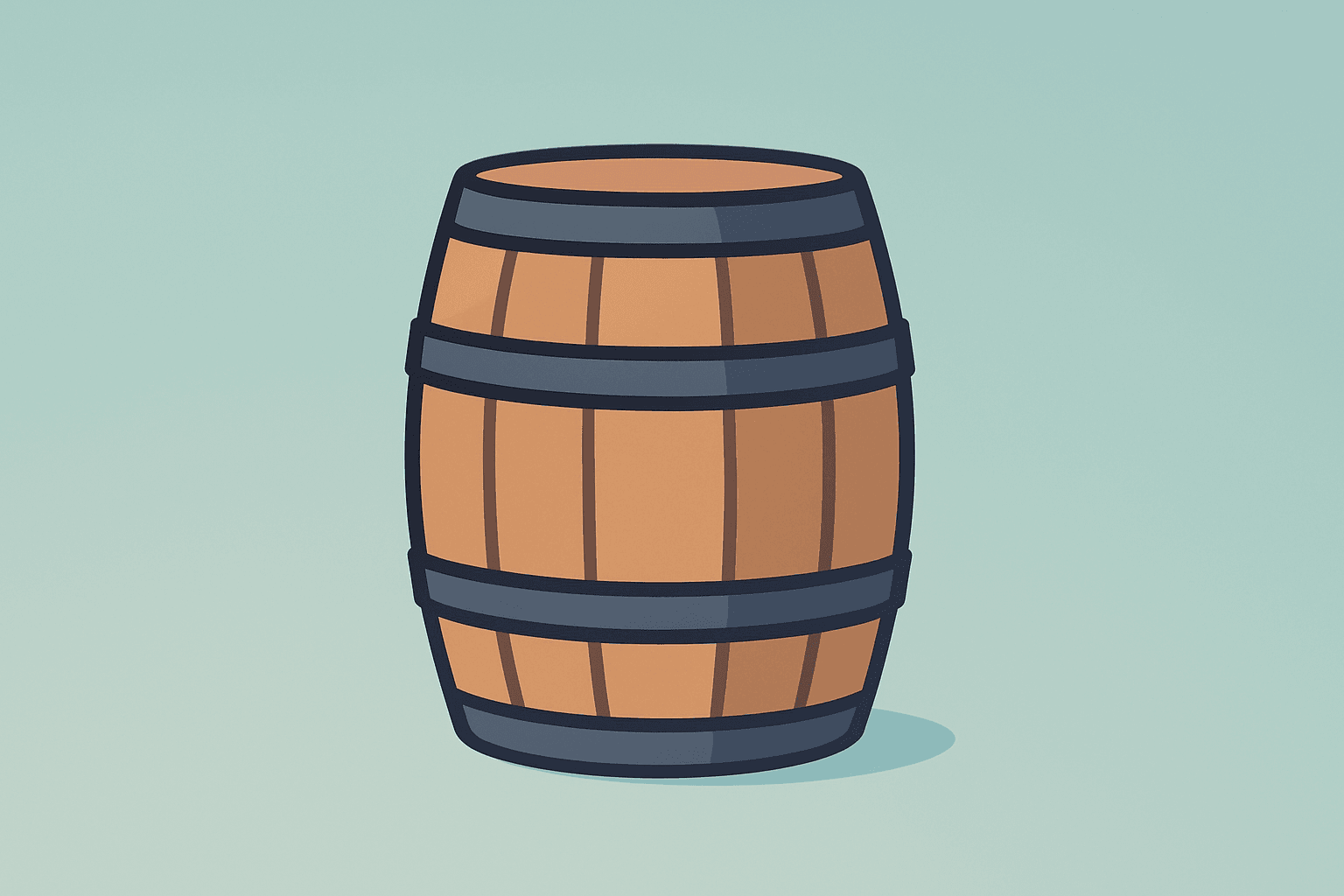 Flat vector of a shrinking whisky barrel with a dim payout tag to symbolize Diageo dividend cut and balance-sheet reset.