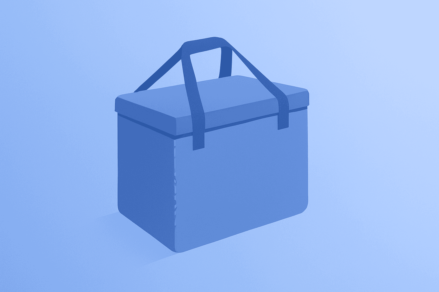 Flat vector of an insulated delivery bag with a frayed seam symbolizing DoorDash earnings pressure from Deliveroo costs.