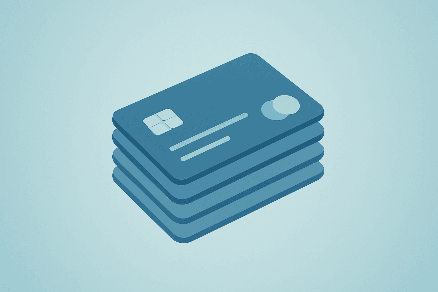 Flat vector of stacked credit cards merging into one deck symbolizing Citi CFO transition and bank reorganization.